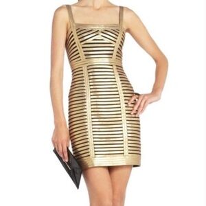 BCBGMaxAzria Metallic Gold Mini Dress